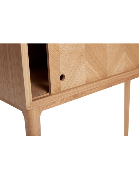Console moderne Rectangulaire 2 portes coulissantes en Bois MDF Naturel Effet chêne Herringbone Hübsch - 4