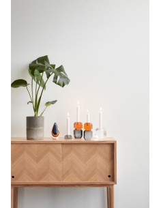 Console moderne Rectangulaire 2 portes coulissantes en Bois MDF Naturel Effet chêne Herringbone - 2