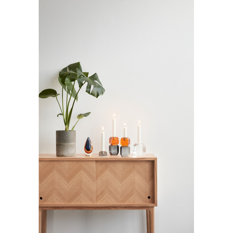 Console moderne Rectangulaire 2 portes coulissantes en Bois MDF Naturel Effet chêne Herringbone Hübsch - 2