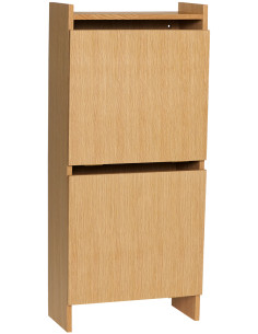 Meuble Range chaussures moderne 2 tiroirs en Bois MDF Naturel Placage chêne Forma - 1