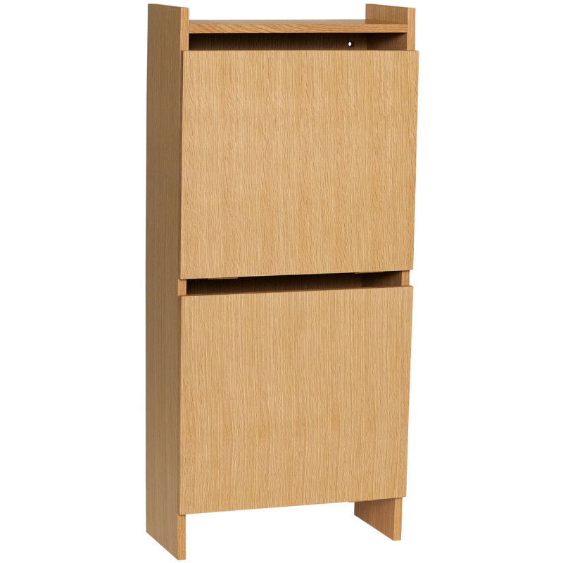Meuble Range chaussures moderne 2 tiroirs en Bois MDF Naturel Placage chêne Forma - 1