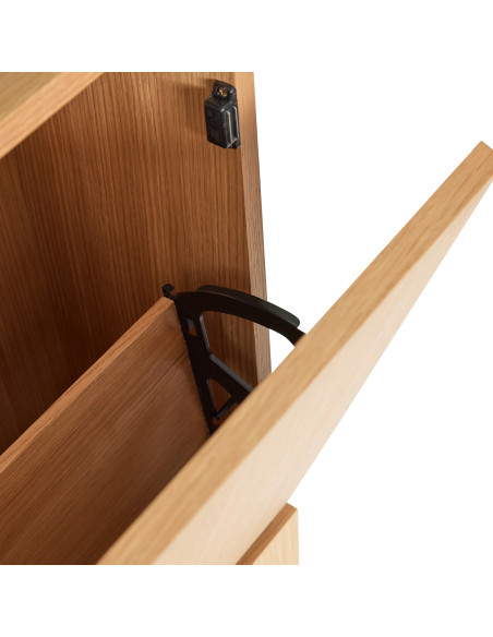 Meuble Range chaussures moderne 2 tiroirs en Bois MDF Naturel Placage chêne Forma - 4