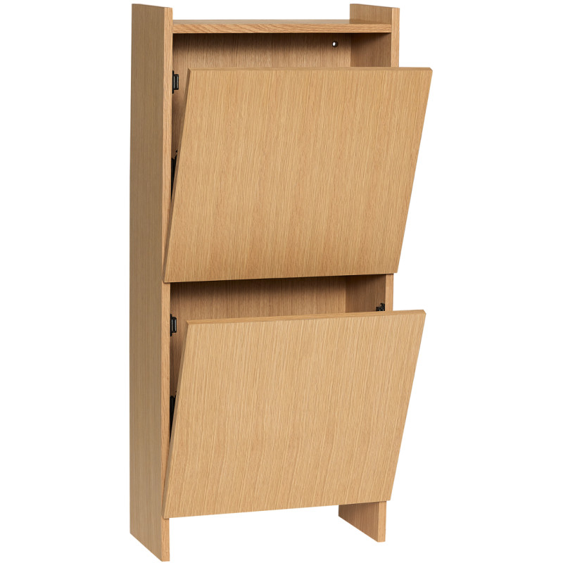 Meuble Range chaussures moderne 2 tiroirs en Bois MDF Naturel Placage chêne Forma - 3
