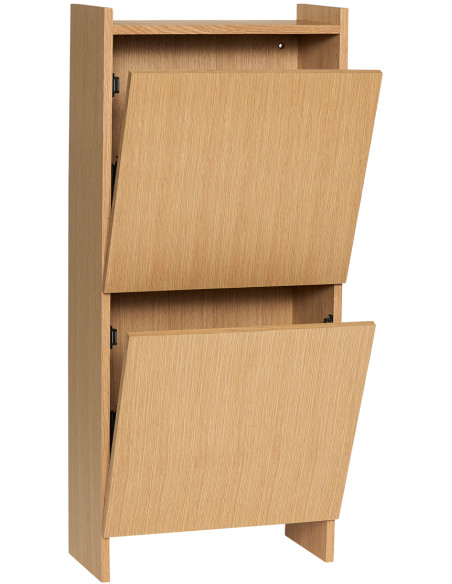 Meuble Range chaussures moderne 2 tiroirs en Bois MDF Naturel Placage chêne Forma - 3