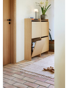 Meuble Range chaussures moderne 2 tiroirs en Bois MDF Naturel Placage chêne Forma - 2