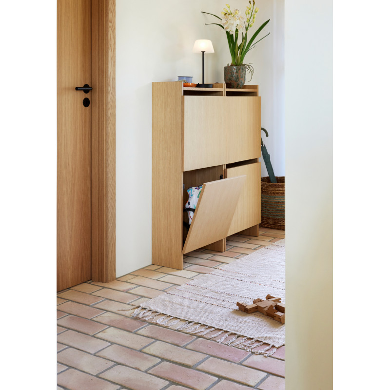 Meuble Range chaussures moderne 2 tiroirs en Bois MDF Naturel Placage chêne Forma - 2