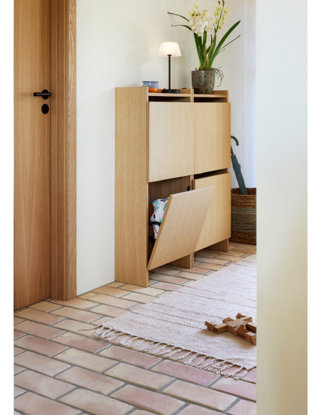 Meuble Range chaussures moderne 2 tiroirs en Bois MDF Naturel Placage chêne Forma - 2