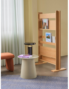 Paravent moderne range magazines 3 niveaux en Bois MDF Naturel Placage chêne Forma - 1 2