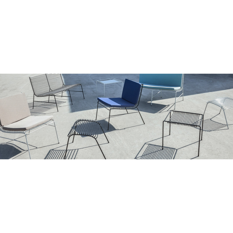 Canapé de jardin moderne 2 places en Métal Noir String - 4