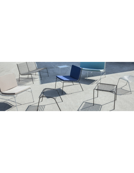 Canapé de jardin moderne 2 places en Métal Noir String - 4