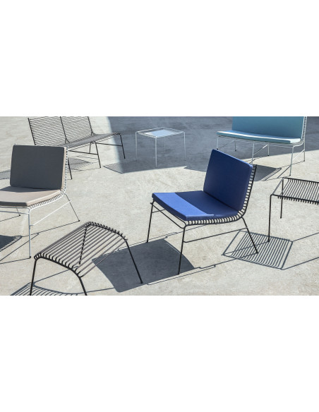 Canapé de jardin moderne 2 places en Métal Noir String - 5