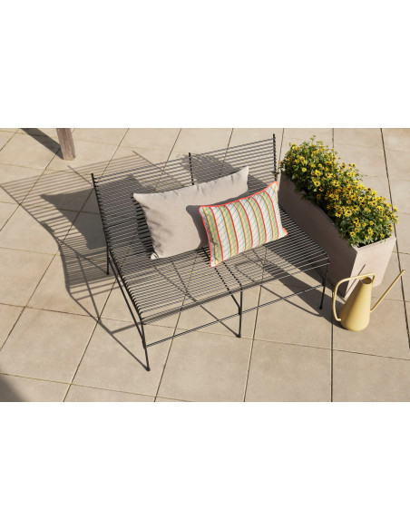 Canapé de jardin moderne 2 places en Métal Noir String - 6