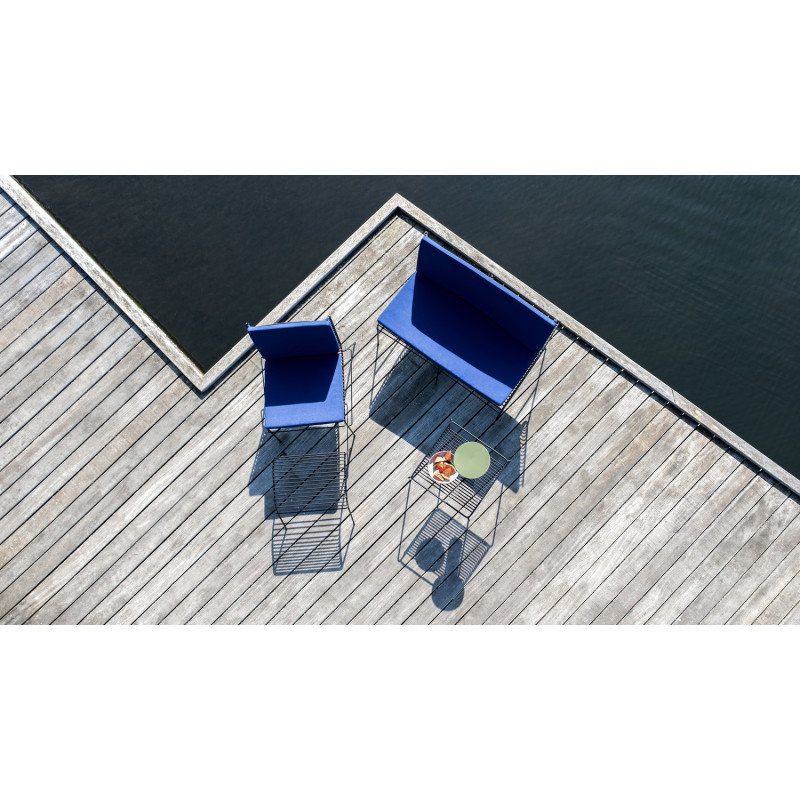 Canapé de jardin moderne 2 places en Métal Noir String - 7