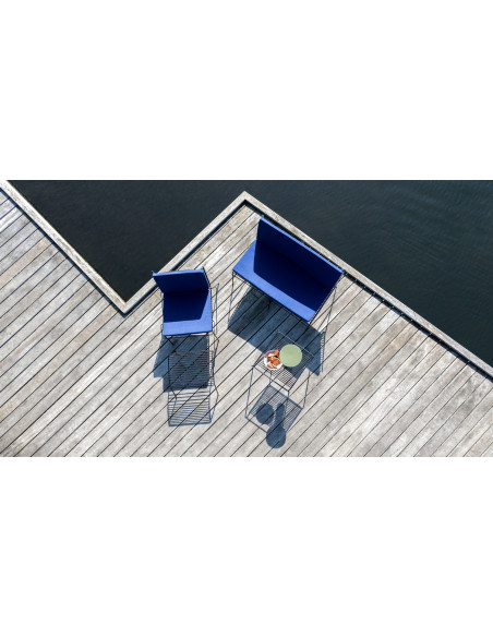 Canapé de jardin moderne 2 places en Métal Noir String - 7