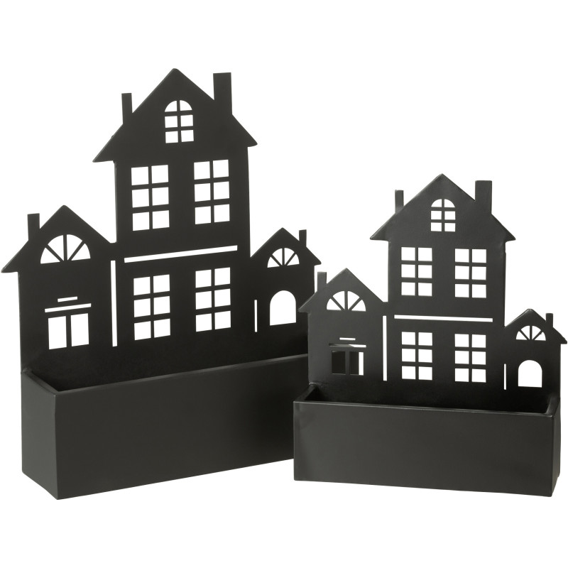 Jardinière murale XL en Métal Noir Gardy Motif maison - 2