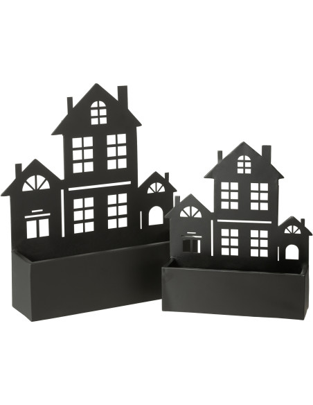 Jardinière murale XL en Métal Noir Gardy Motif maison - 2