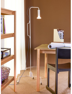 Lampadaire moderne sur roues Hauteur 154 cm en Métal Gris clair Verre Ido - 2