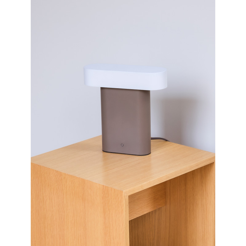 Lampe à poser vintage Hauteur 25 cm en Métal Acrylique Marron Gris clair Sleek - 4