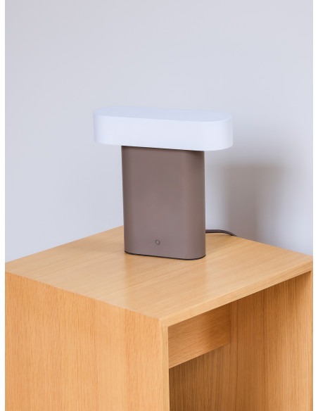 Lampe à poser vintage Hauteur 25 cm en Métal Acrylique Marron Gris clair Sleek - 4