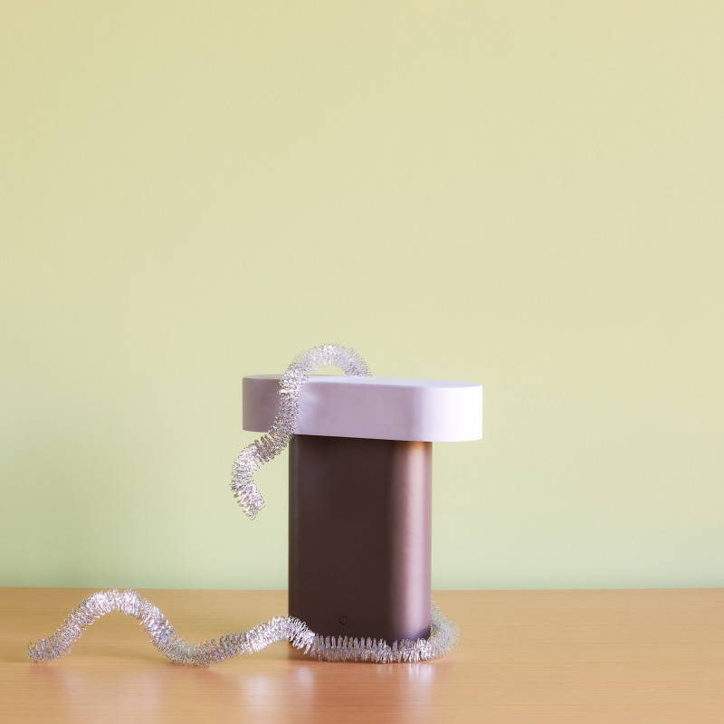 Lampe à poser vintage Hauteur 25 cm en Métal Acrylique Marron Gris clair Sleek - 6