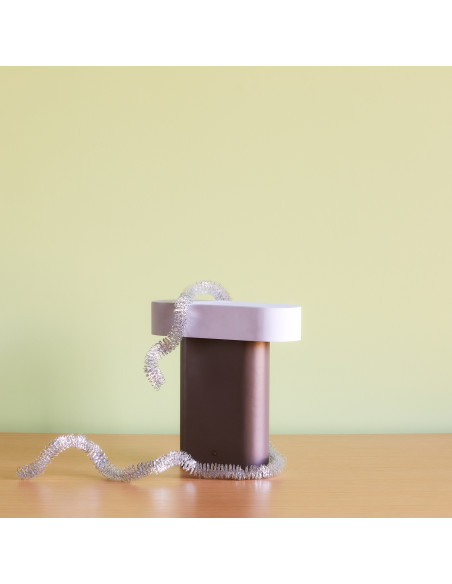 Lampe à poser vintage Hauteur 25 cm en Métal Acrylique Marron Gris clair Sleek - 6