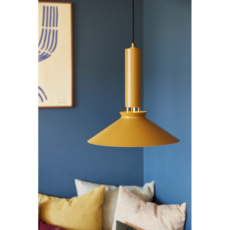 Suspension vintage style 70s Diamètre 40 cm en Métal Jaune moutarde Coney - 2