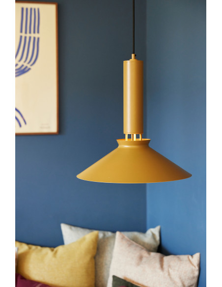 Suspension vintage style 70s Diamètre 40 cm en Métal Jaune moutarde Coney - 2