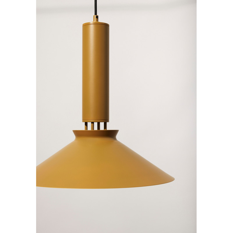 Suspension vintage style 70s Diamètre 40 cm en Métal Jaune moutarde Coney - 8