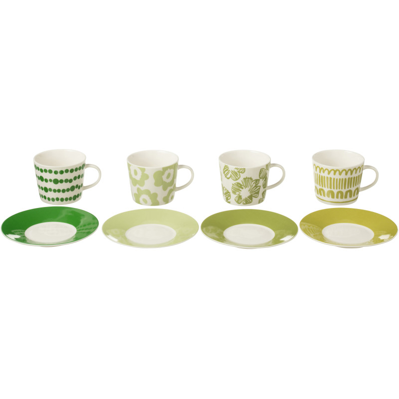 Coffret 4 tasses à thé 220 ml en Céramique Blanc Vert Candace - 2