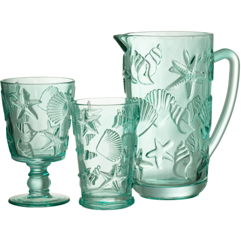 Carafe 1 L en Verre Azur Motif coquillages Oceya - 2