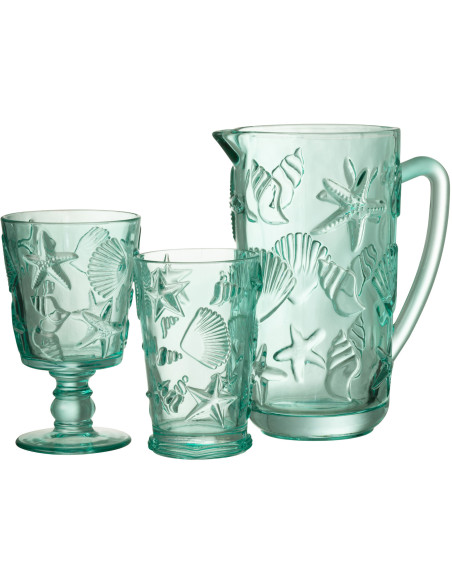 Carafe 1 L en Verre Azur Motif coquillages Oceya - 2