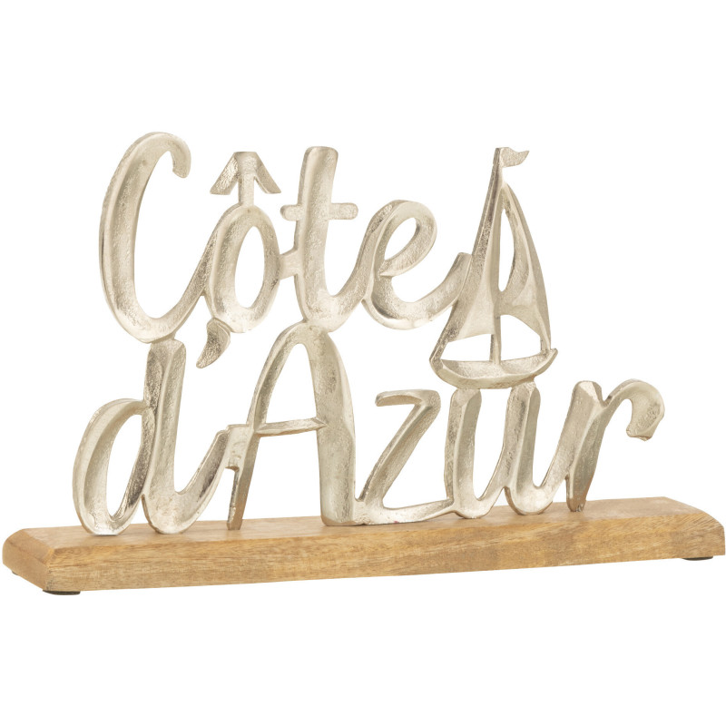 Objet déco à poser 23 cm en Métal Argenté Bois Naturel Côte d'Azur - 1
