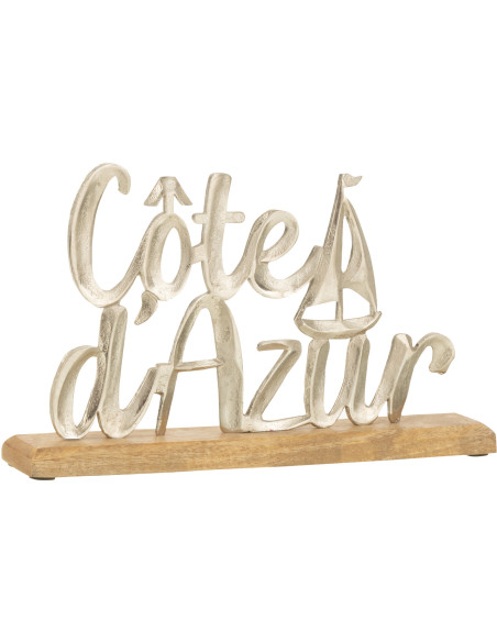 Objet déco à poser 23 cm en Métal Argenté Bois Naturel Côte d'Azur - 1