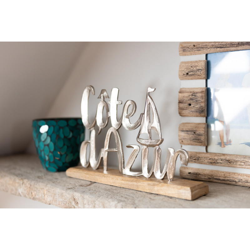 Objet déco à poser 23 cm en Métal Argenté Bois Naturel Côte d'Azur - 2