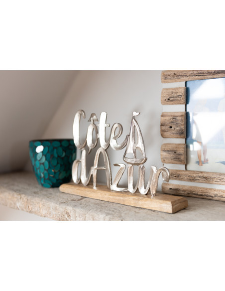 Objet déco à poser 23 cm en Métal Argenté Bois Naturel Côte d'Azur - 2