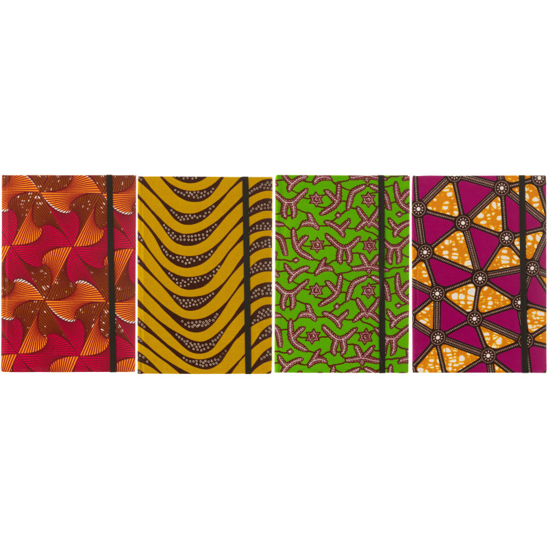 Carnet d'écriture A4 en Papier Tissu Rose Jaune Vert Violet Motif psychédélique Thymos (Lot de 4) - 3