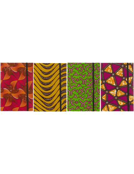 Carnet d'écriture A4 en Papier Tissu Rose Jaune Vert Violet Motif psychédélique Thymos (Lot de 4) - 3