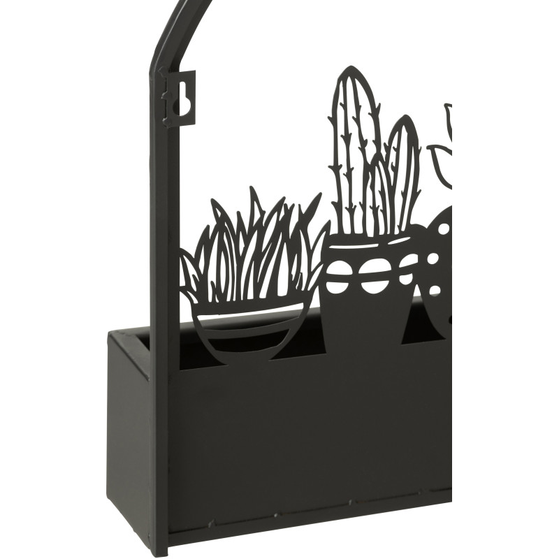 Jardinière murale en Métal Noir Gardy Motif cactus - 3
