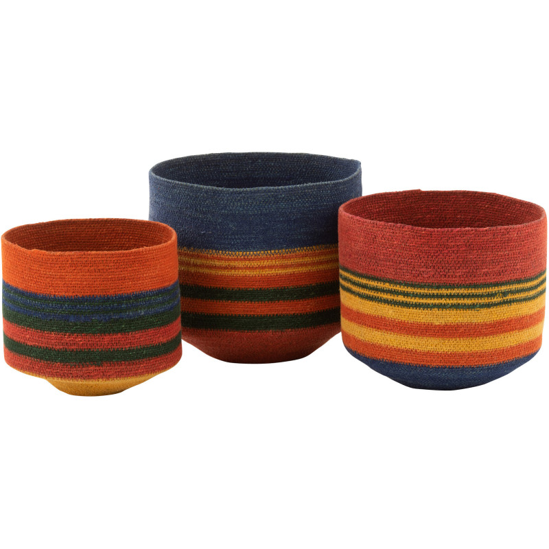 Panier de rangement Évasé en Jonc de mer Jaune Orange Rose Bleu Mahdi (Lot de 3) - 1