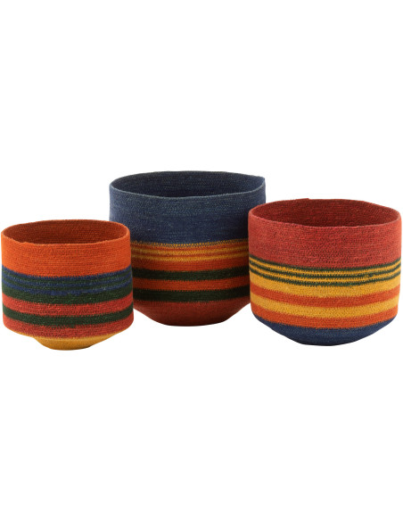 Panier de rangement Évasé en Jonc de mer Jaune Orange Rose Bleu Mahdi (Lot de 3) - 1