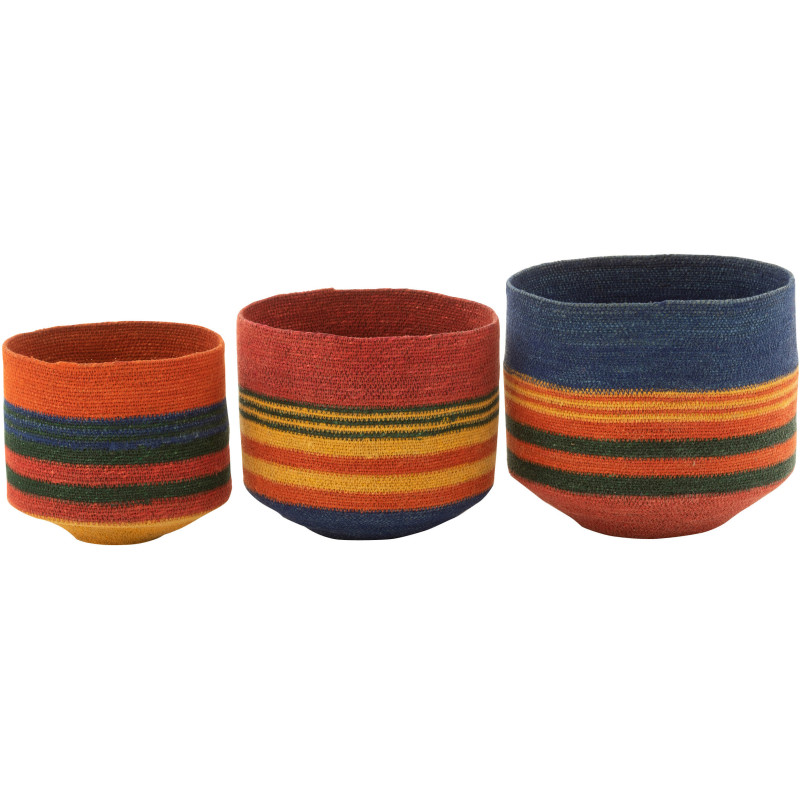 Panier de rangement Évasé en Jonc de mer Jaune Orange Rose Bleu Mahdi (Lot de 3) - 2