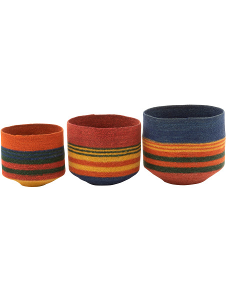Panier de rangement Évasé en Jonc de mer Jaune Orange Rose Bleu Mahdi (Lot de 3) - 2