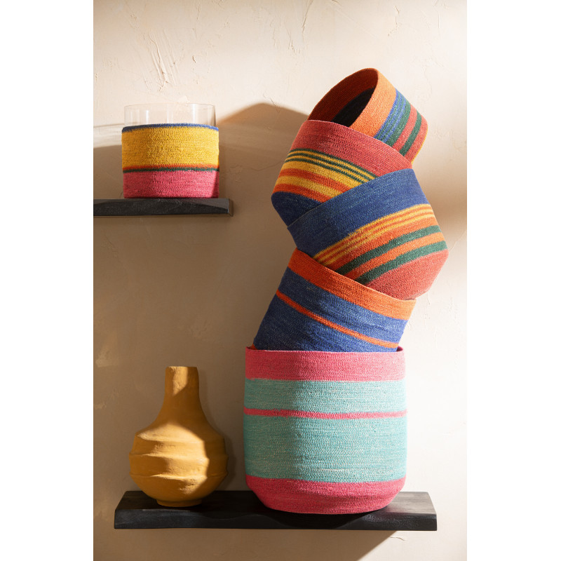 Panier de rangement Évasé en Jonc de mer Jaune Orange Rose Bleu Mahdi (Lot de 3) - 3