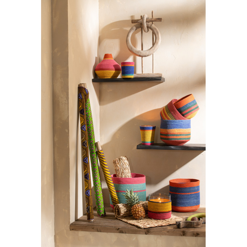 Panier de rangement Évasé en Jonc de mer Jaune Orange Rose Bleu Mahdi (Lot de 3) - 4