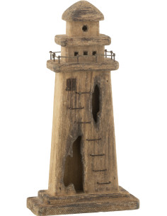 Statuette déco Phare Hauteur 30 cm en Bois de paulownia Marron foncé Orsa - 1