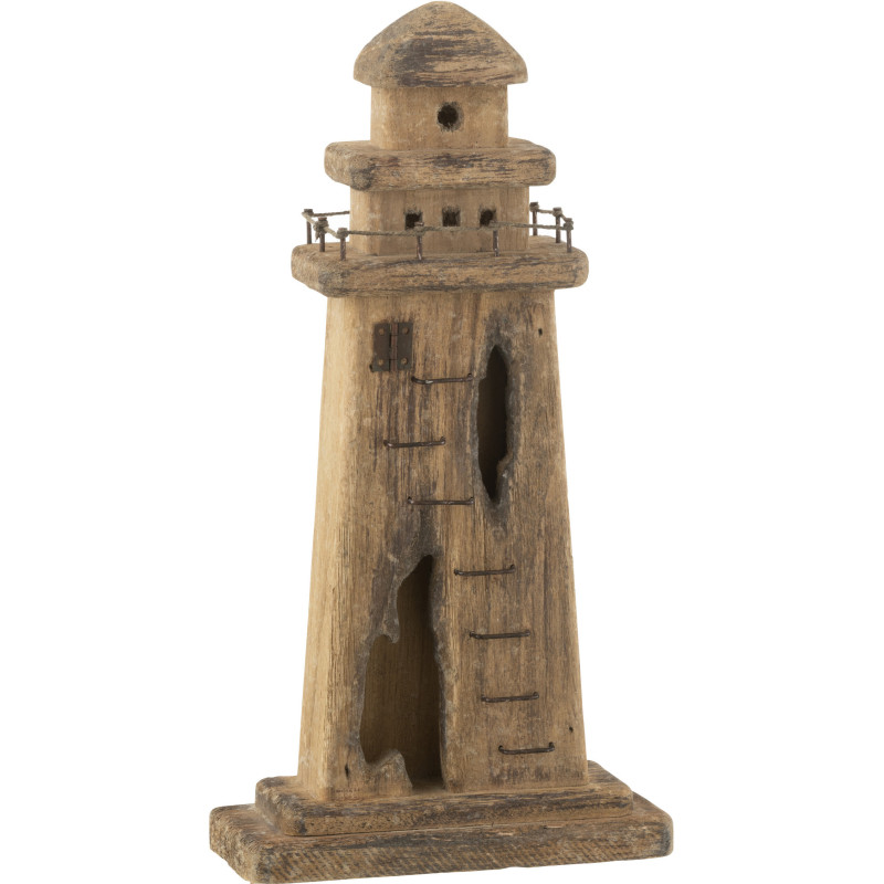 Statuette déco Phare Hauteur 30 cm en Bois de paulownia Marron foncé Orsa - 1