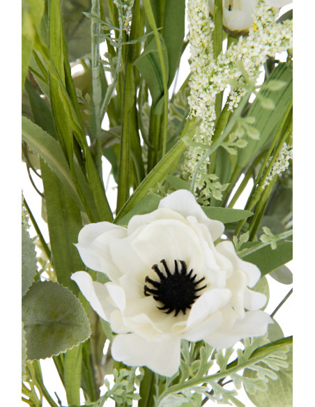 Bouquet de fleurs artificielles Hauteur 85 cm en Plastique Blanc Vert - 2