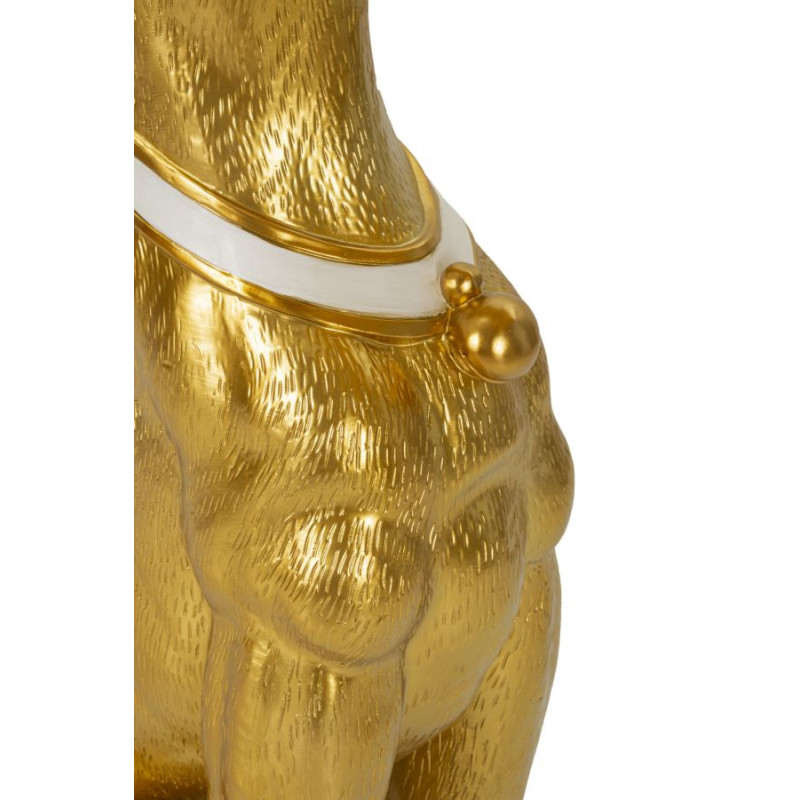 Grande Statue déco moderne Dobermann avec plateau Hauteur 91 cm en Résine Métal Doré Blanc Pit 