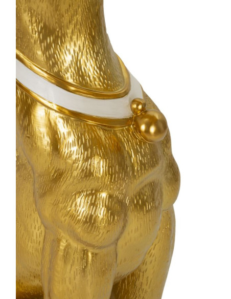 Grande Statue déco moderne Dobermann avec plateau Hauteur 91 cm en Résine Métal Doré Blanc Pit 