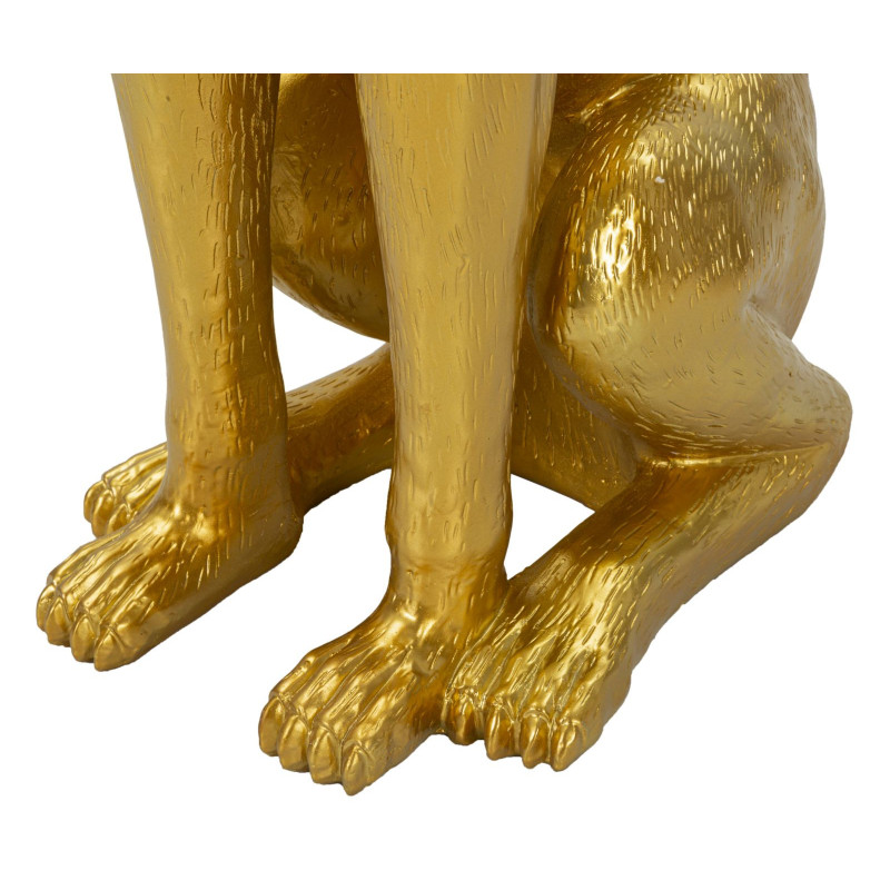 Grande Statue déco moderne Dobermann avec plateau Hauteur 91 cm en Résine Métal Doré Blanc Pit 